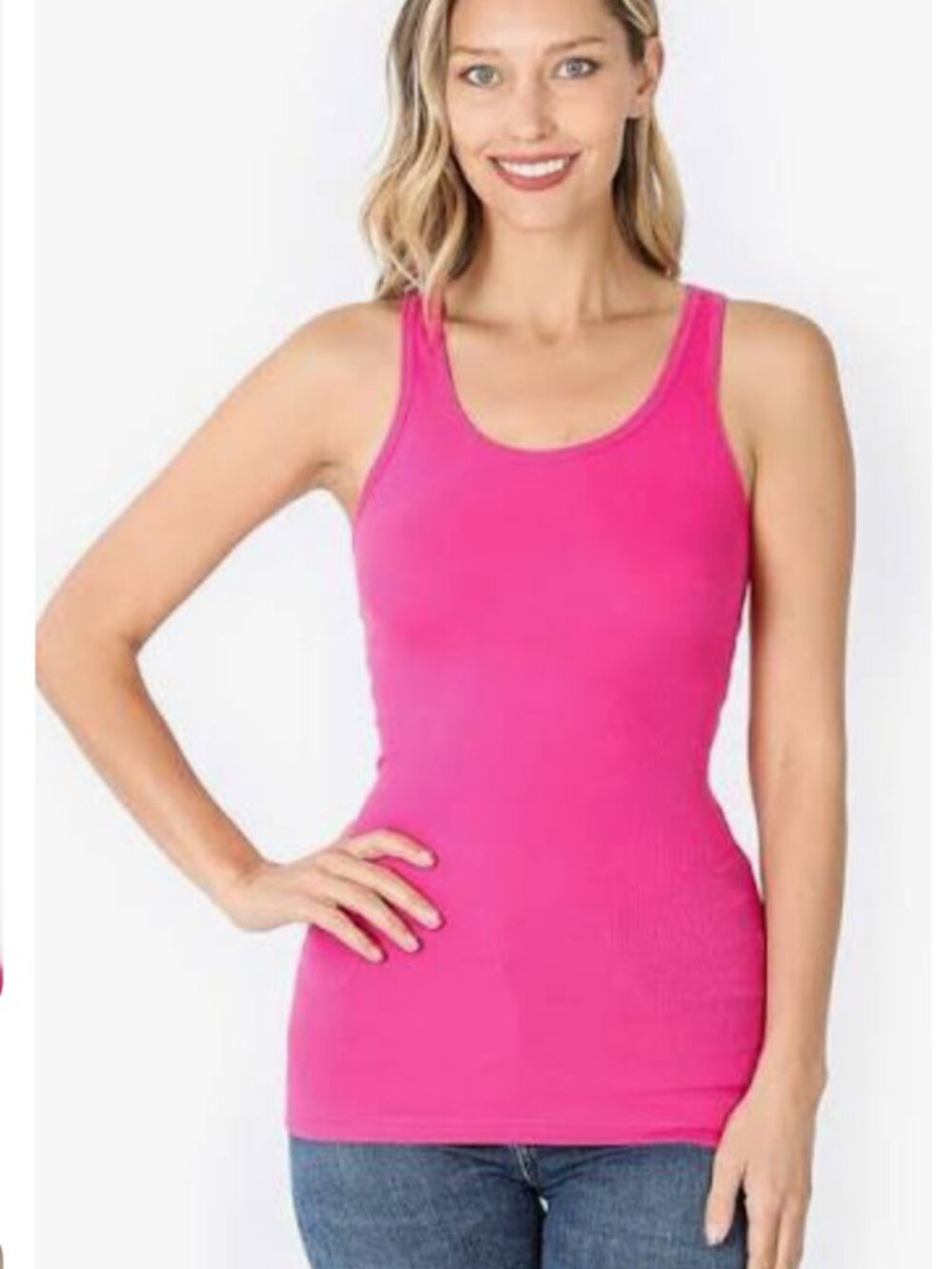 Amazon Essentials Hot Pink Scoop Neck Fitted Tank Top M
